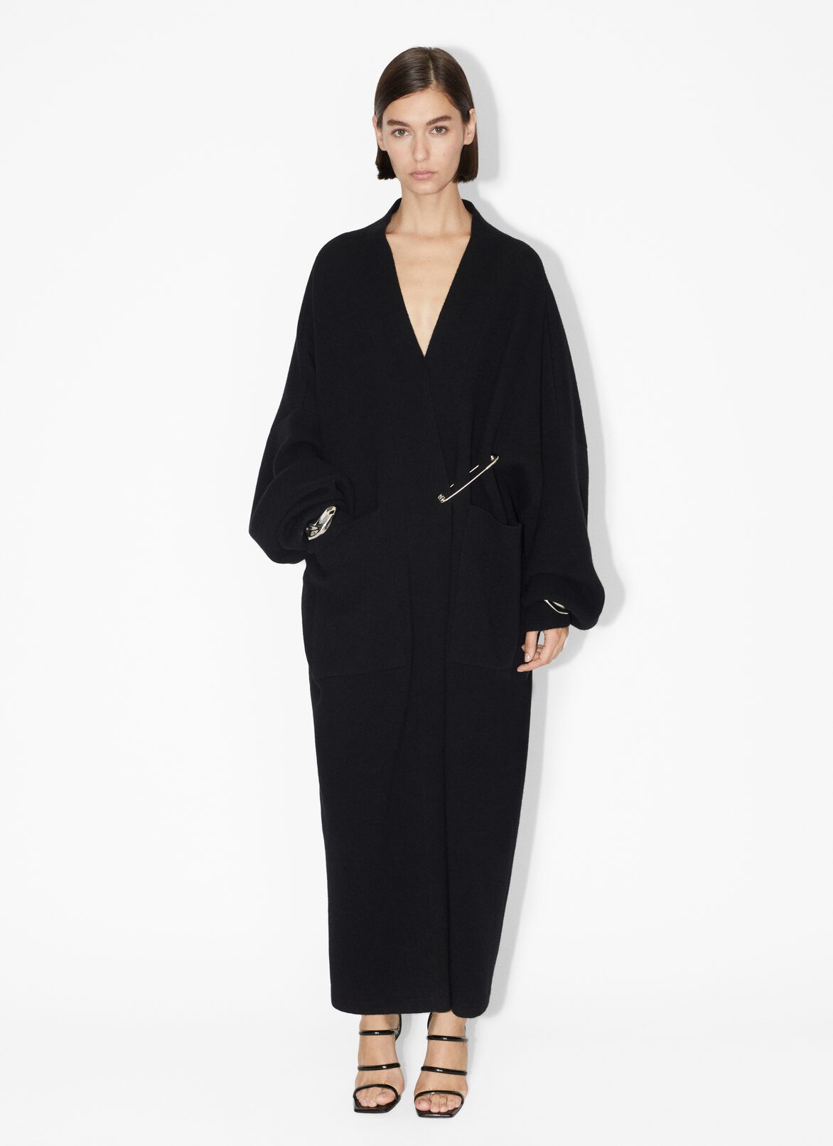 Boiled cashmere coat ALAÏA BLACK BOILED CASHMERE COAT